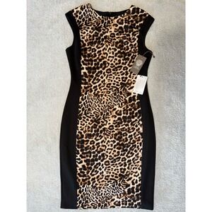 NWT Vince Camuto Dress Leopard Animal Print Stretch Women's Size‎ 8